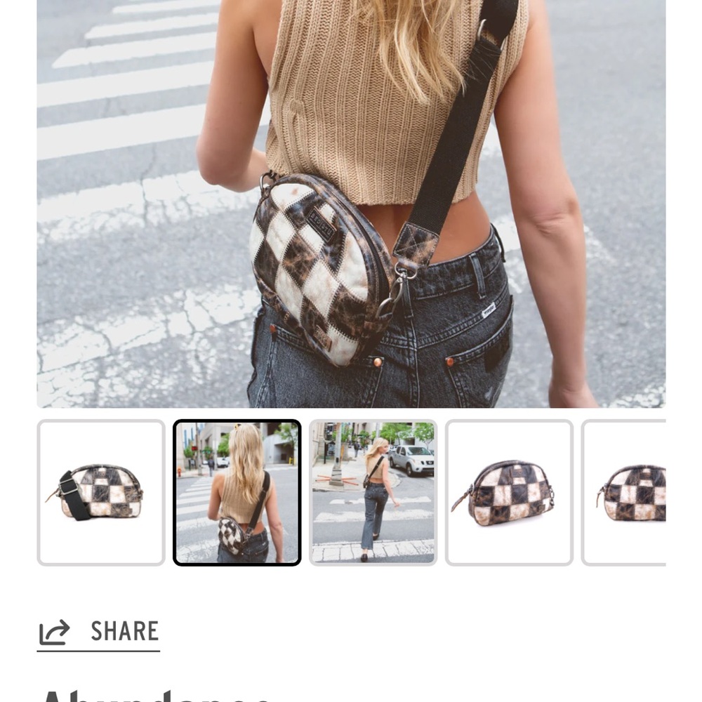 Bed Stu Black and White Checkered Crossbody Bag